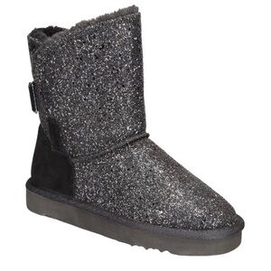 Black glitter suede back bootie
